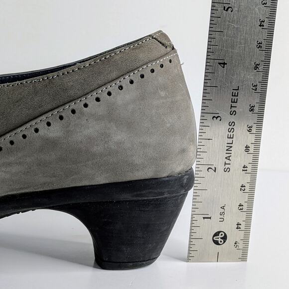 Naot Shoes EU 37 Gray Grey Oxford Low Heel Suede Lace Up Round Toe Comfort Retro - Picture 6 of 15